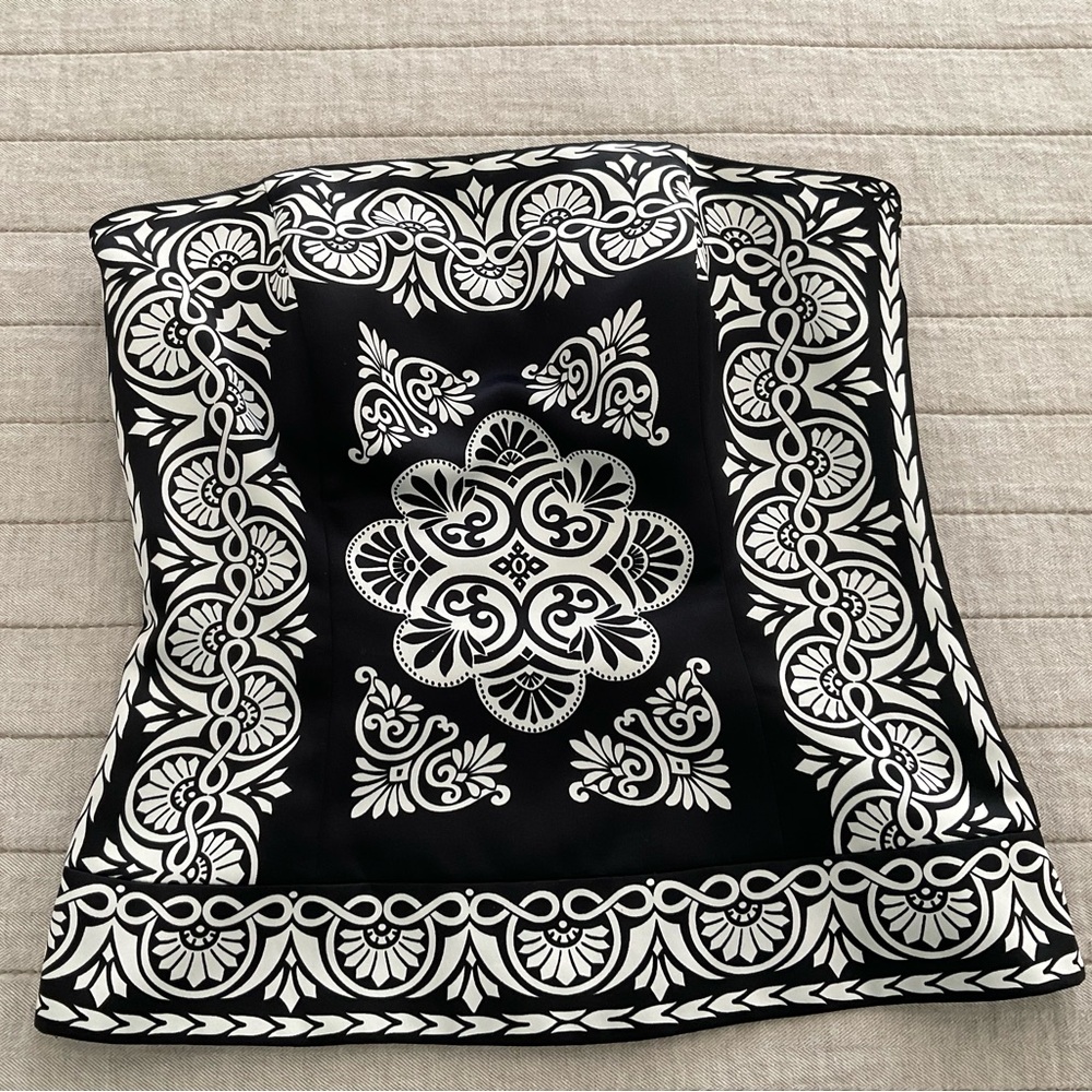 White House Black Market  strapless Top with Ornate Medallion Print